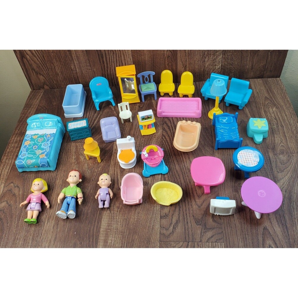 Fisher Price Loving Family Dollhouse Furniture and Figures Lot of 30+ pcs